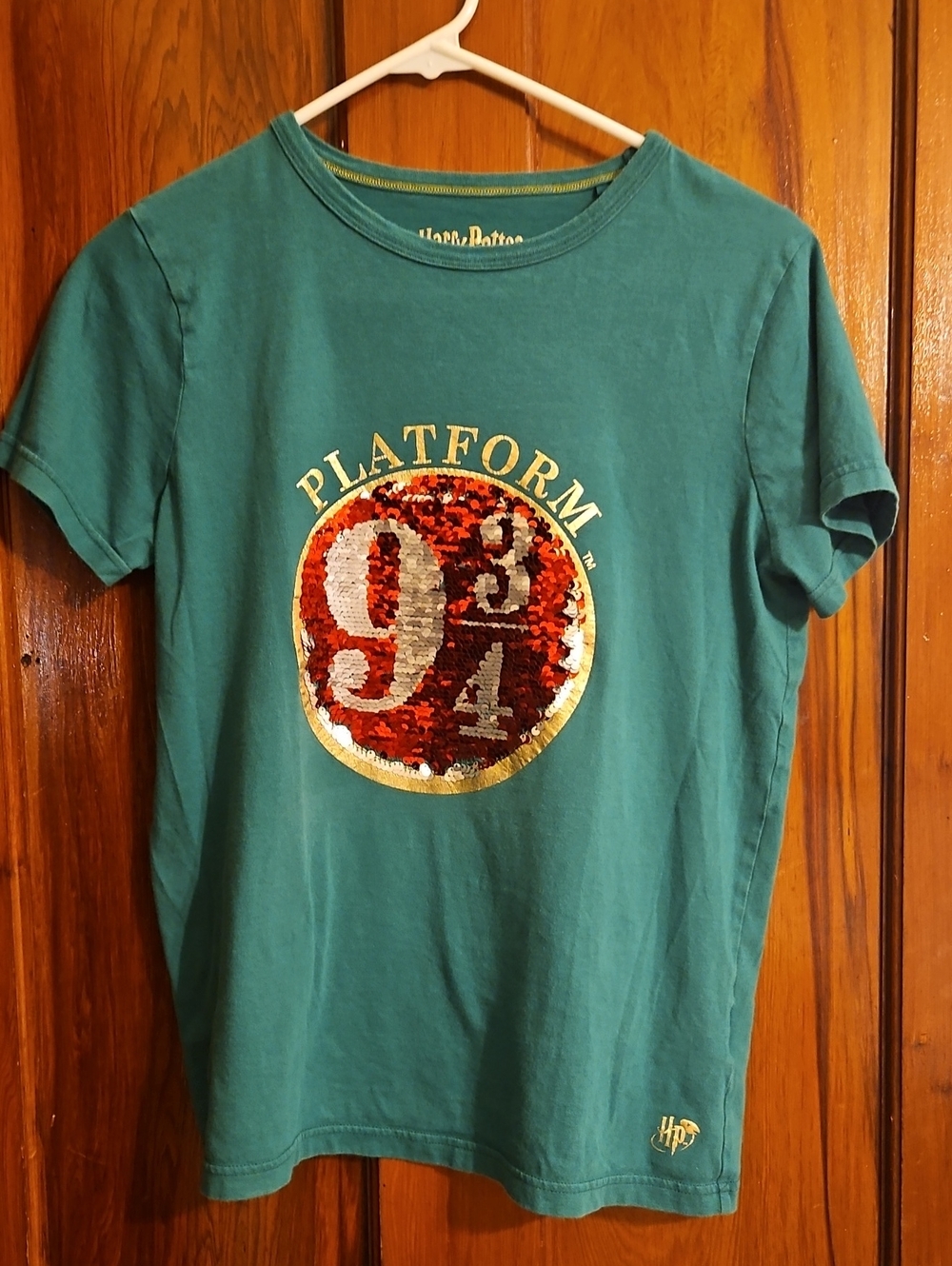 Harry Potter Mini Boden Green Kids' Platform 9¾ Sequin Tee. #283